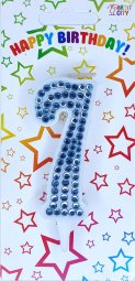 Свічка блакитні стрази 7