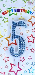 Свічка блакитні стрази 5