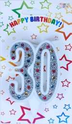 Свічка ювілейна срібло+стрази 30