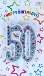 Свічка ювілейна срібло+стрази 50