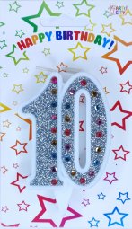 Свічка ювілейна срібло+стрази 10