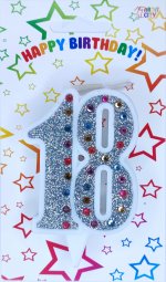 Свічка ювілейна срібло+стрази 18