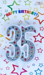 Свічка ювілейна срібло+стрази 35