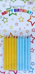 Свічки спіральні 10шт жовто-блакитні