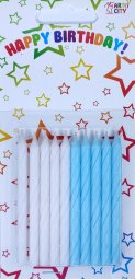 Свічки спіральні 10шт біло-блакитні