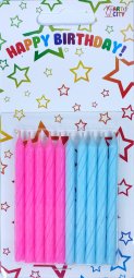 Свічки спіральні 10шт рожево-блакитні